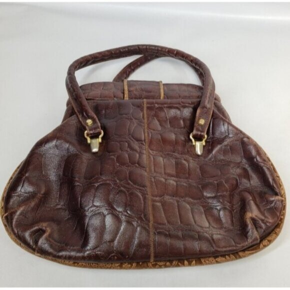 Vintage Leather Patchwork Shoulder Bag Brown Boho Flower Child Festival - Picture 4 of 14